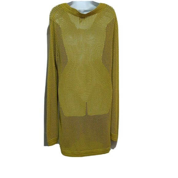 Chicos 3 US L Womens Top Open Knit Crochet Mesh Pullover V Neck Cotton Tunic - Picture 4 of 7